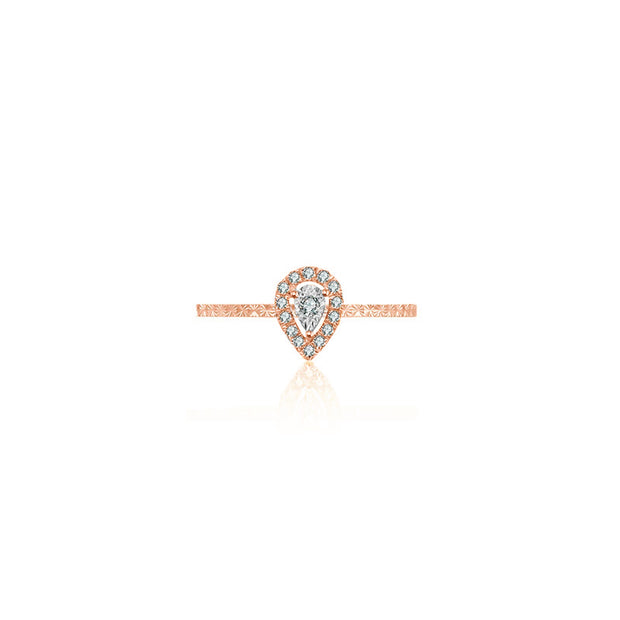 18k Gold Drop Shape Diamond Ring - Genevieve Collection