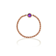 18k Gold February Birthstone Amethyst Chain Ring - Genevieve Collection