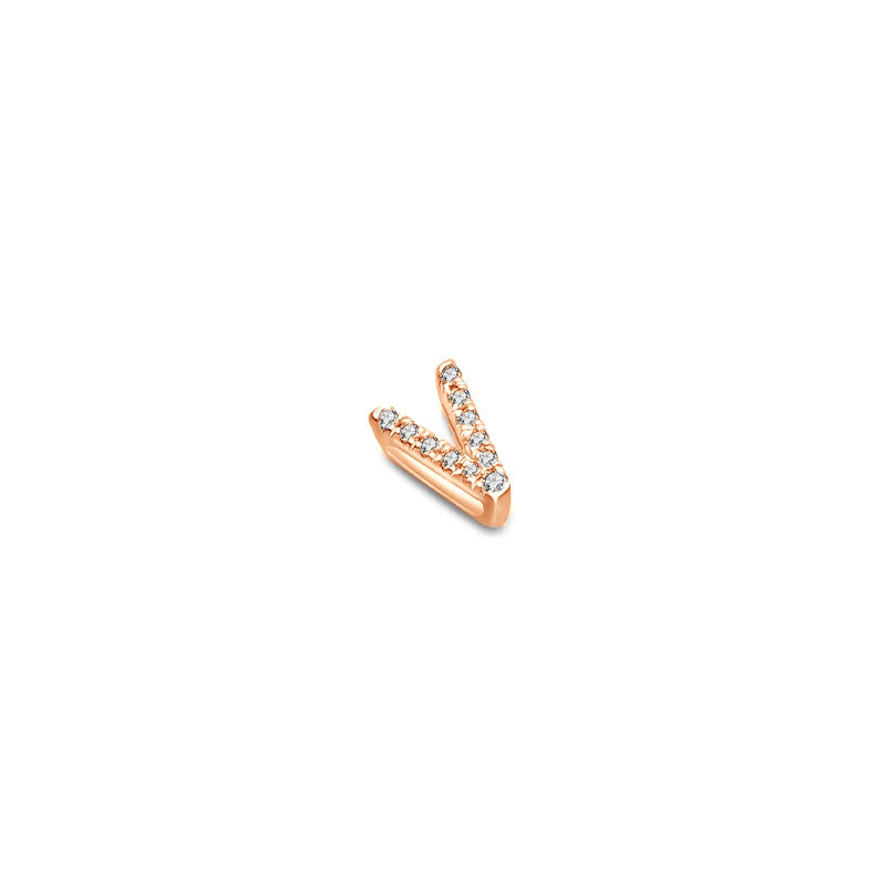 18k Gold Initial Letter "V" Diamond Pendant - Genevieve Collection