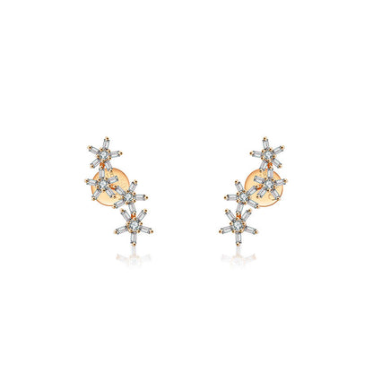 18k Gold Irregular Order Flower Shape Diamond Earring - Genevieve Collection