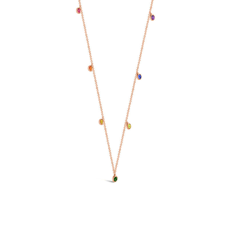 18k Gold Raindow Color Gemstone Necklace / Choker - Genevieve Collection