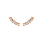 18k Gold Curve Shape with Rectangle Diamond Earring - Genevieve Collection