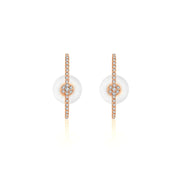 18k Gold Round Pattern Half Hoop Diamond Earring - Genevieve Collection