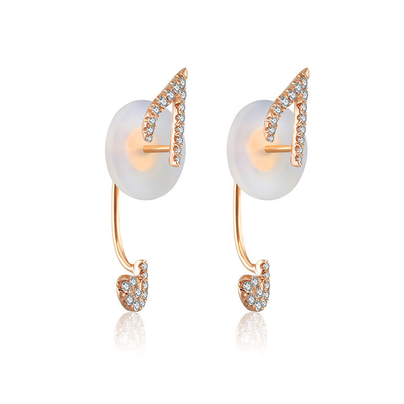 18k Gold Eighth note Shape Diamond Earring - Genevieve Collection