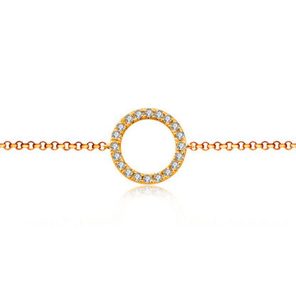 18k Gold Round Shape Diamond Bracelet with White Tassel - Genevieve Collection