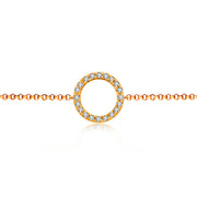 18k Gold Round Shape Diamond Bracelet with White Tassel - Genevieve Collection