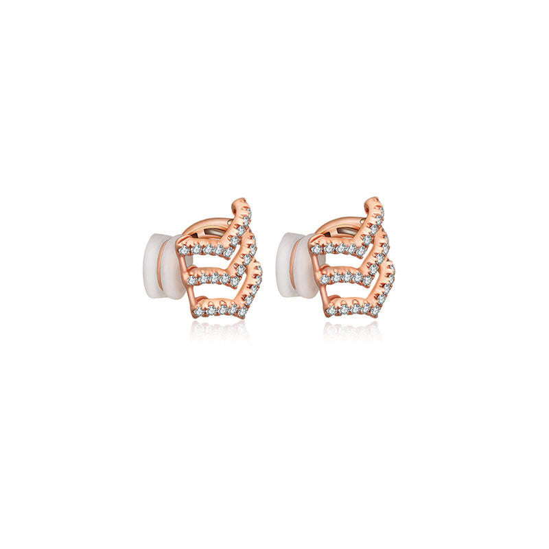 18k Gold Triple Curve Diamond Ear Cuff - Genevieve Collection