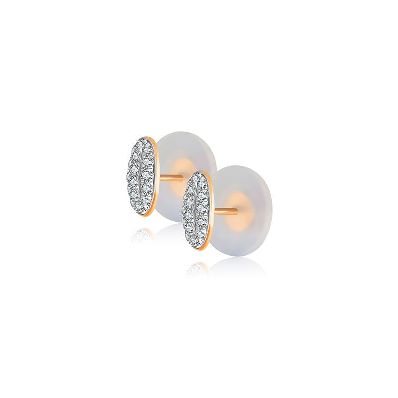 18k Gold Oval Shape Diamond Earring - Genevieve Collection