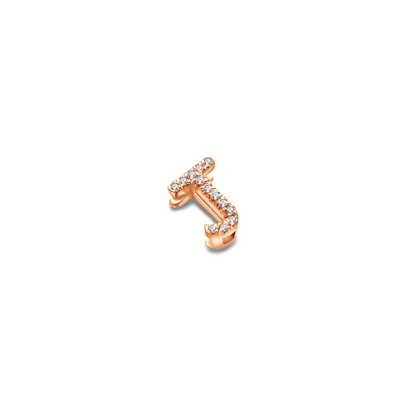 18k Gold Initial Letter "J" Diamond Pendant - Genevieve Collection