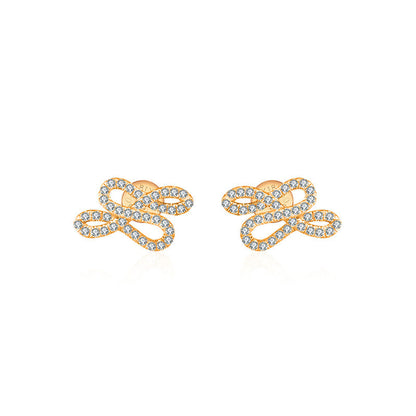 18k Gold Quadruple Curves Diamond Earring - Genevieve Collection