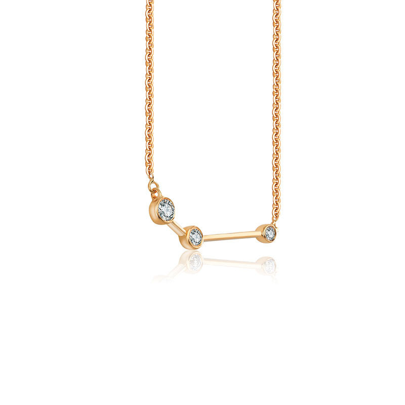 Aries Zodiac Constellation Necklace 18k Gold & Diamond - Genevieve Collection