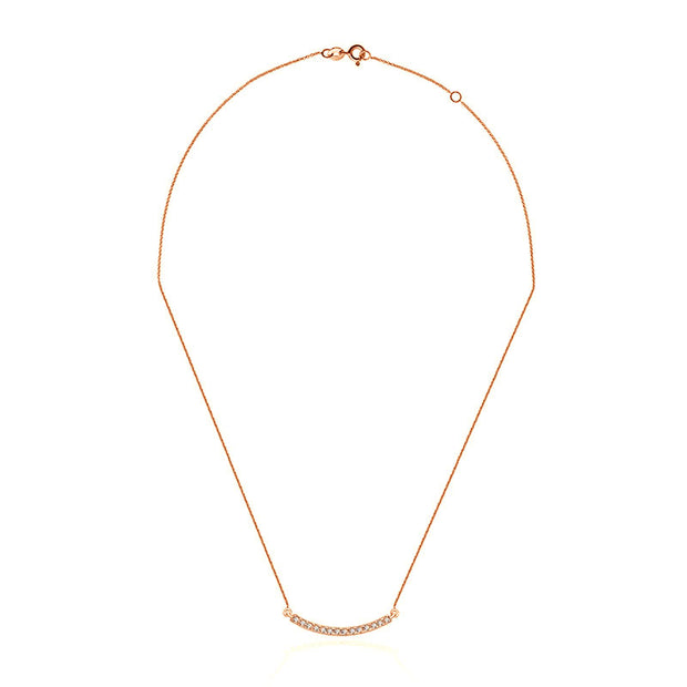 18k Gold Curved Line Diamond Necklace - Genevieve Collection
