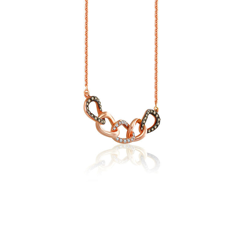 18k Gold Chain Shape Diamond Necklace With Black Plating - Genevieve Collection