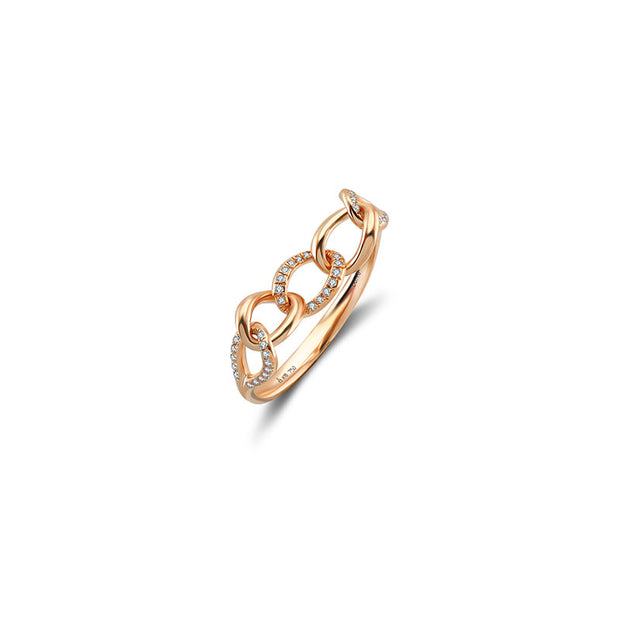 18k Gold Chain Shape Diamond Ring - Genevieve Collection