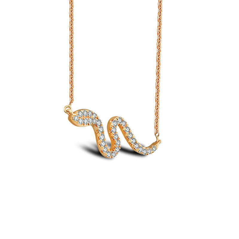 18k Gold Snake Shape Diamond Necklace - Genevieve Collection