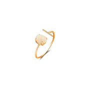 18k Gold Opal Open Diamond Ring With Vertical Line Shape - Genevieve Collection