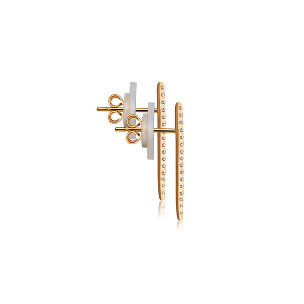 18k Gold Hollow Triangle Diamond Earring - Genevieve Collection