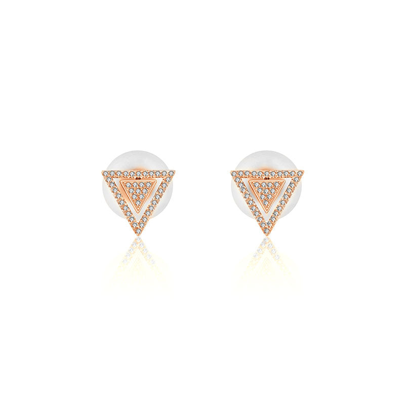 18k Gold 2 way Triangle Shape Diamond Earring - Genevieve Collection