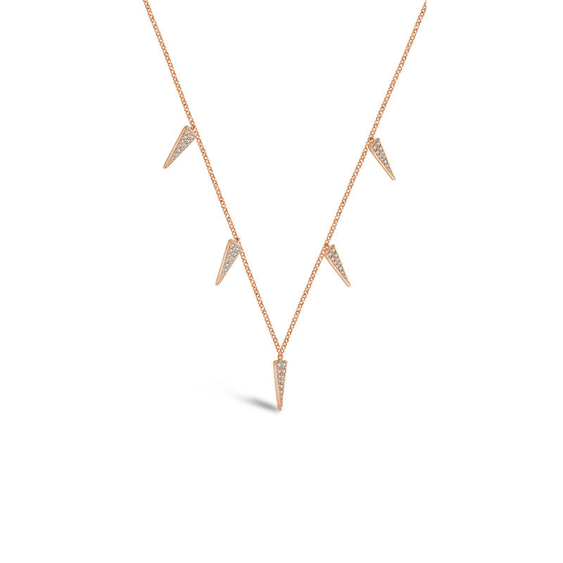 18k Gold Pointed Triangle Shape Diamond Necklace / Choker - Genevieve Collection