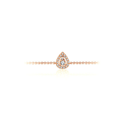 18k Gold Halo Pear-Shaped Adjustable Diamond Bracelet - Genevieve Collection