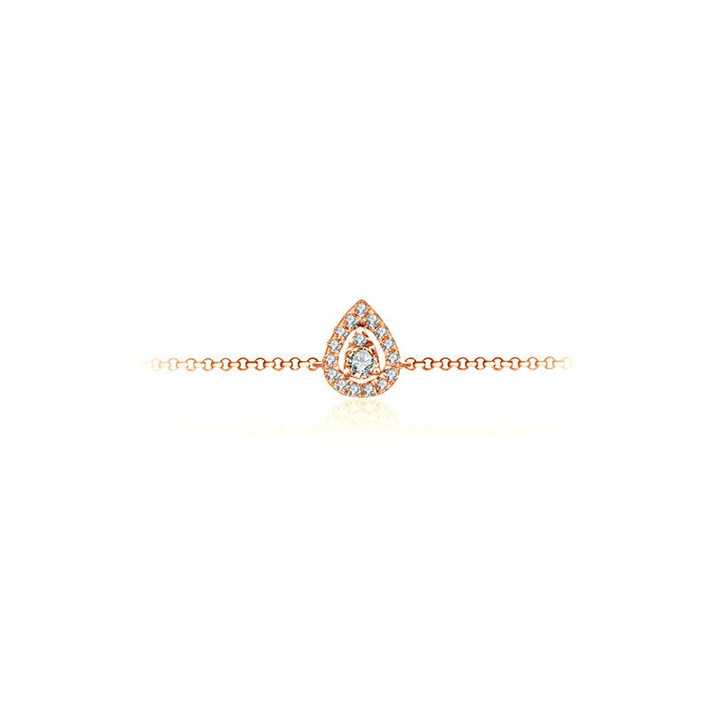 18k Gold Halo Pear-Shaped Adjustable Diamond Bracelet - Genevieve Collection