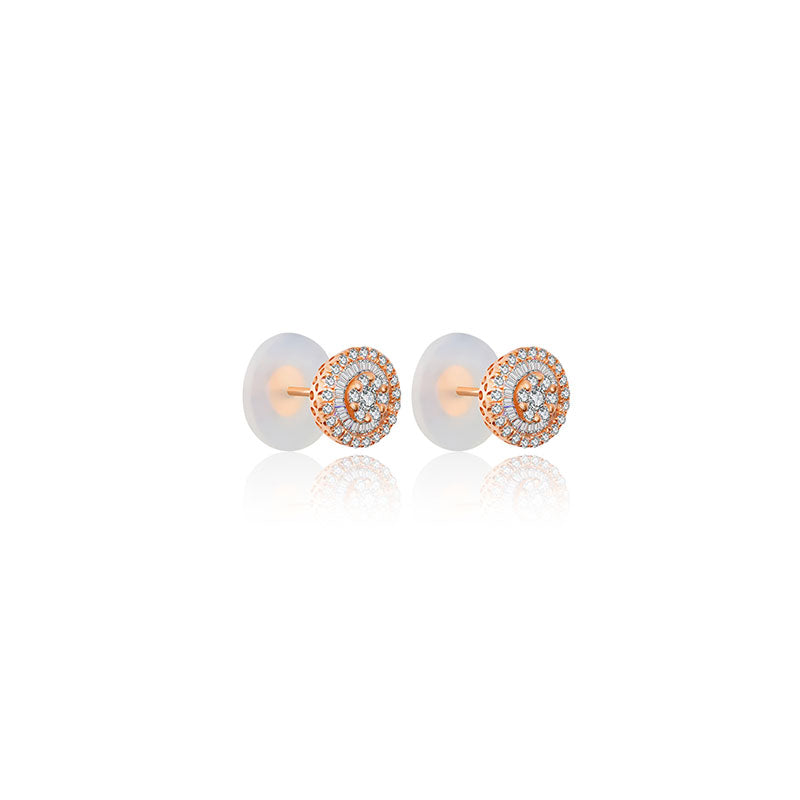 18k Gold Round Shape Diamond Earring - Genevieve Collection