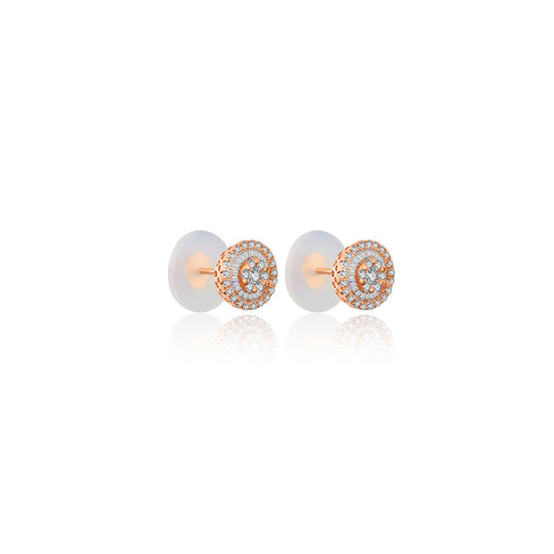 18k Gold Round Shape Diamond Earring - Genevieve Collection