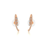 18k Gold Marquise Pattern Half Hoop Diamond Earring - Genevieve Collection