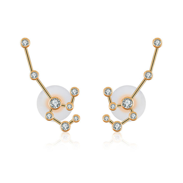 Leo Zodiac Constellation Earring 18k Gold & Diamond - Genevieve Collection