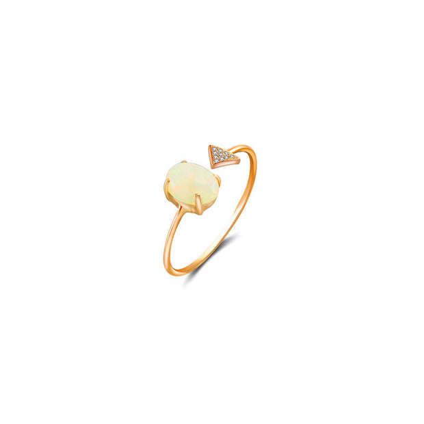 18k Gold Opal Open Diamond Ring With Arrow Shape - Genevieve Collection