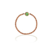 18k Gold August Birthstone Peridot Chain Ring - Genevieve Collection