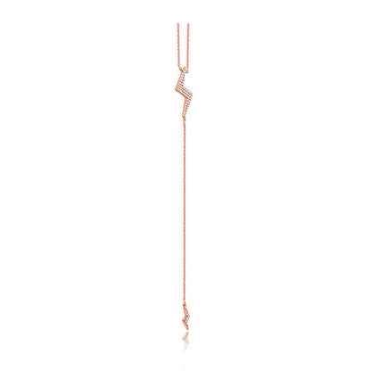 18k Gold Lightning Bolt Dangling Diamond Necklace - Genevieve Collection
