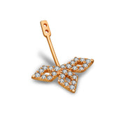 18k Gold Diamond Shape Single Earring Jacket With Round Diamond (Half Pair) - Genevieve Collection