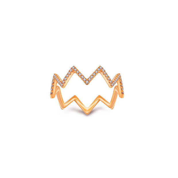 18k Gold Zigzag Diamond Ring - Genevieve Collection