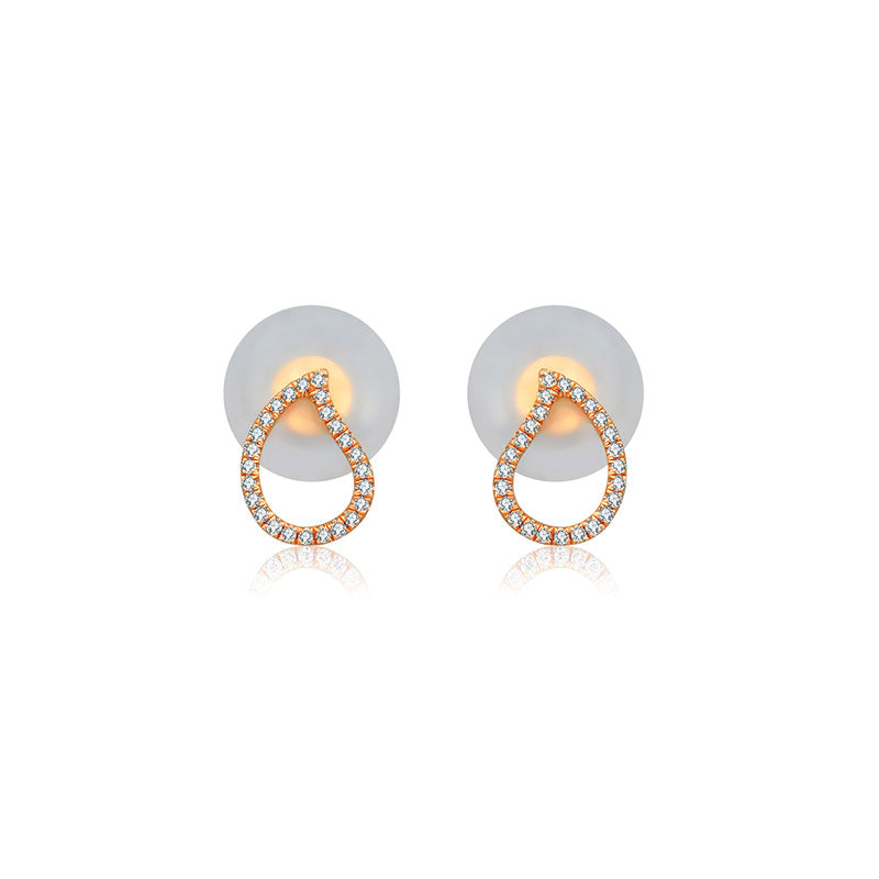 18k Gold Drop Shape Diamond Stud Earring - Genevieve Collection