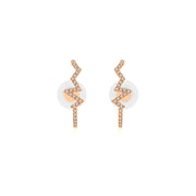 18k Gold Lightning Pattern Half Hoop Diamond Earring - Genevieve Collection