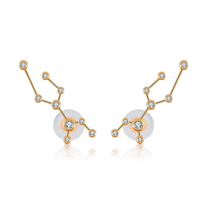 Virgo Zodiac Constellation Earring 18k Gold & Diamond - Genevieve Collection