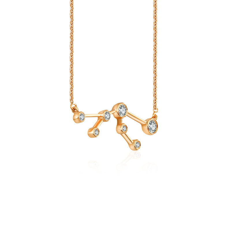 Taurus Zodiac Constellation Necklace 18k Gold & Diamond - Genevieve Collection