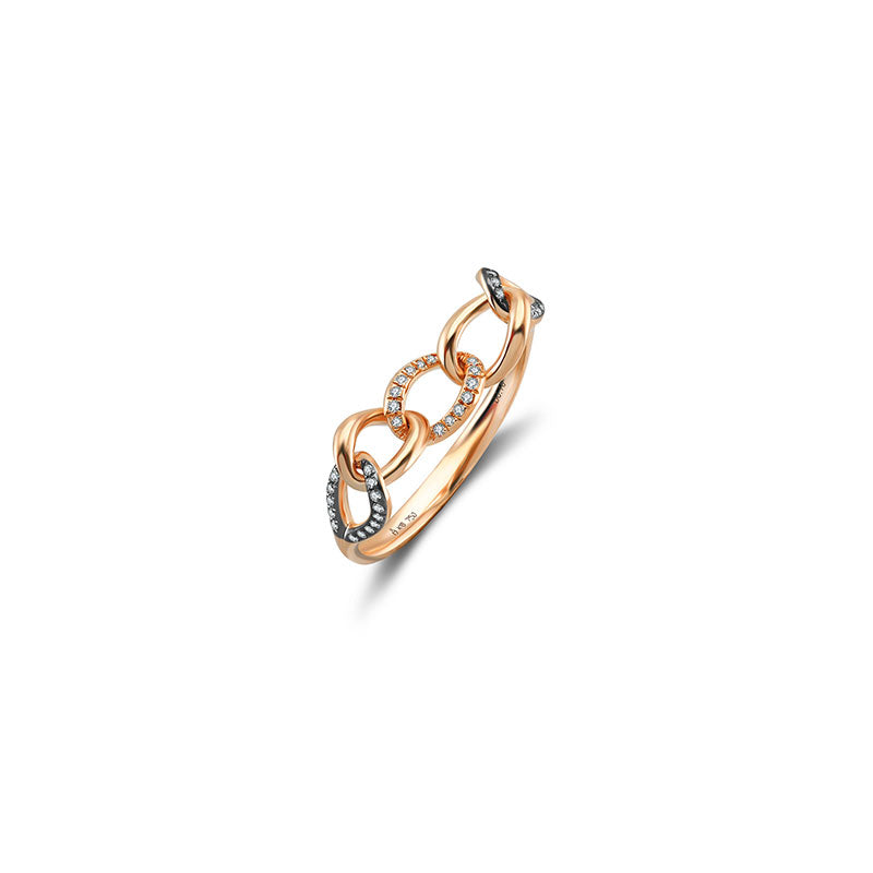 18k Gold Chain Shape Diamond Ring Mix With Black Gold - Genevieve Collection