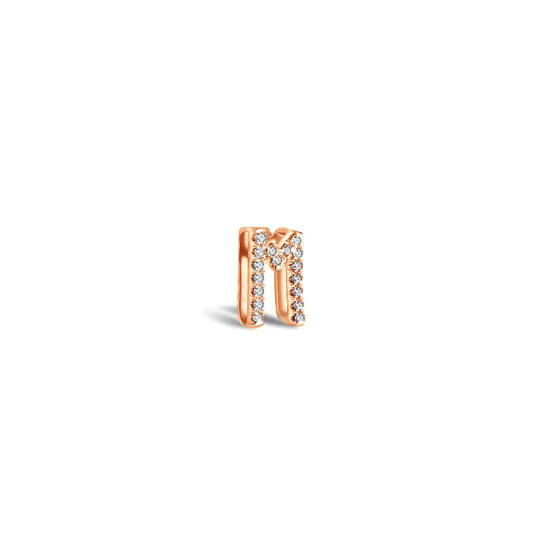 18k Gold Initial Letter "M" Diamond Pendant - Genevieve Collection