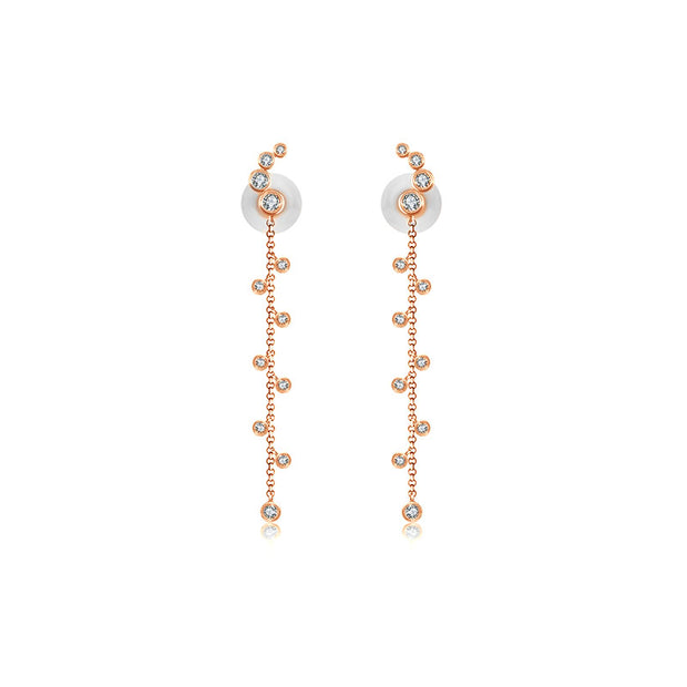 18k Gold Round Pattern Dangle Diamond Earring - Genevieve Collection