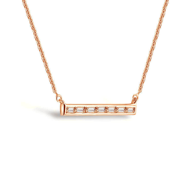 18k Gold Line Shape with Rectangle Diamond Necklace - Genevieve Collection