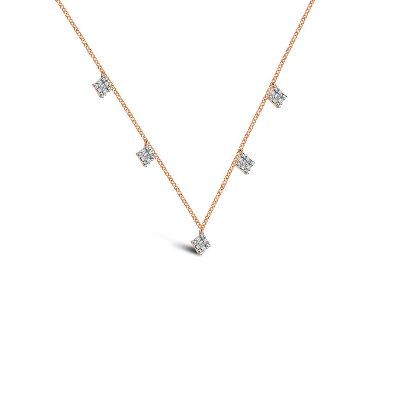 18k Gold Rhombus Shape Diamond Necklace / Choker - Genevieve Collection