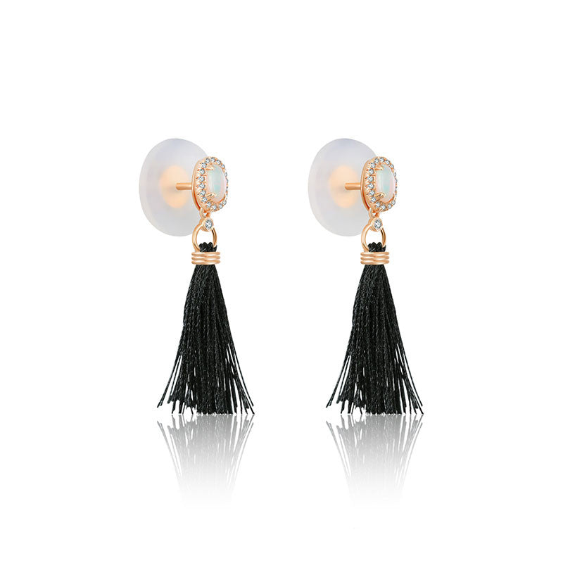 18k Gold Tassel Diamond Earring With Opal - Genevieve Collection