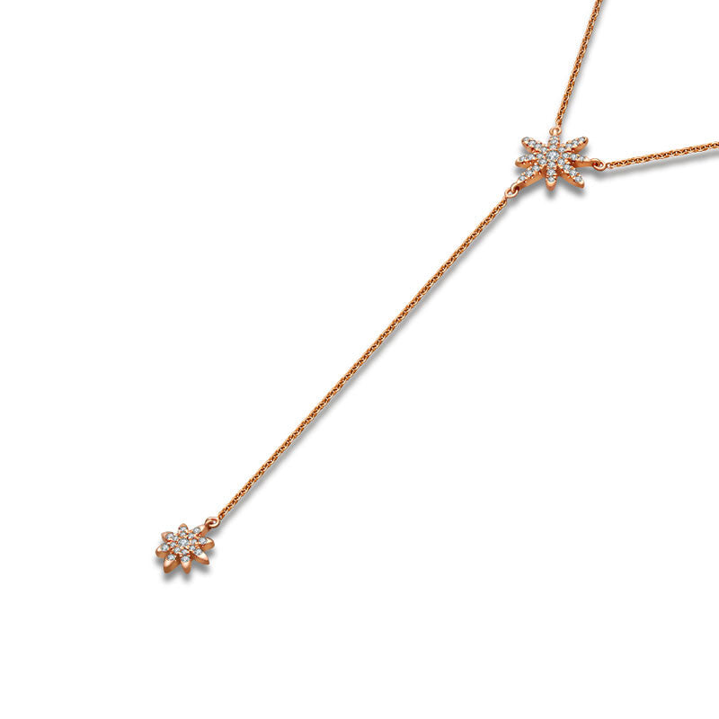 18k Gold Star Dangling Diamond Necklace - Genevieve Collection