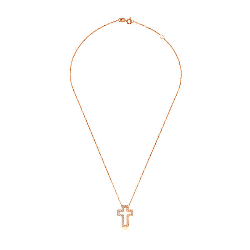 18k Gold 2 ways Cross Diamond Necklace - Genevieve Collection