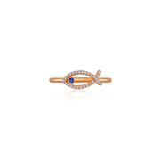 18k Gold Fish Shape Diamond Ring with Sapphire - Genevieve Collection