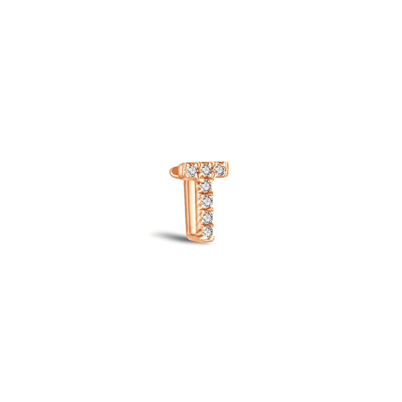 18k Gold Initial Letter "T" Diamond Pandent + Necklace - Genevieve Collection