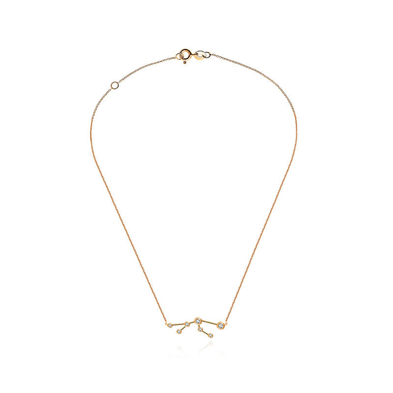 Taurus Zodiac Constellation Necklace 18k Gold & Diamond - Genevieve Collection