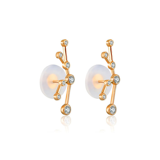 Taurus Zodiac Constellation Earring 18k Gold & Diamond - Genevieve Collection